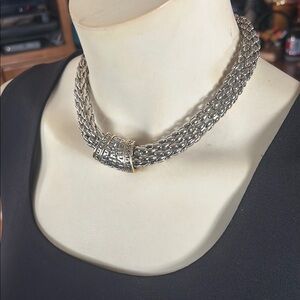 Silver Nubby Mesh Choker with Magnetic Closure